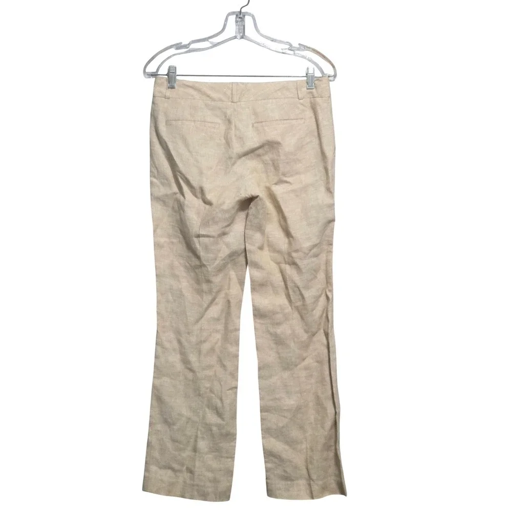 Banana Republic Martin Fit Beige Linen Straight Leg Trousers Women's‎ Sz 2pa B1
